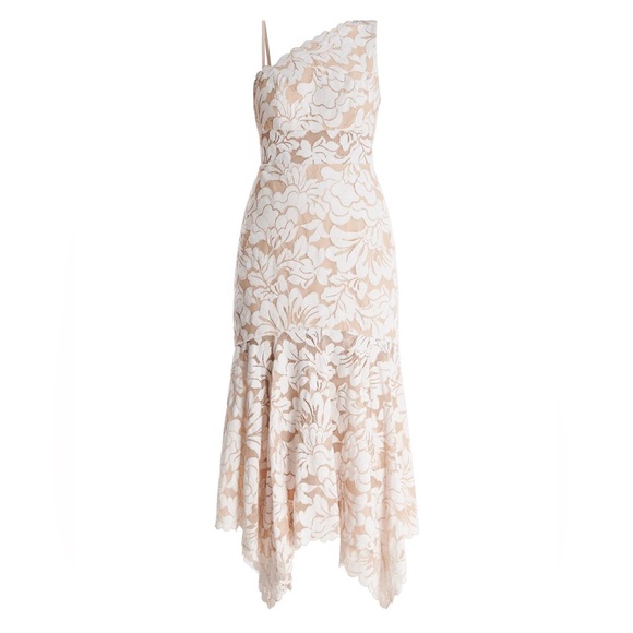 NWT BCBGMaxazria Alabama One Shoulder Lace Gown - Picture 5 of 8